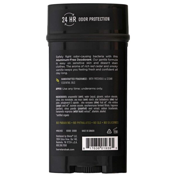 Barrel and Oak - Aluminum-Free Deodorant, Deodorant for Men, Essential Oil-Based Scent, 24-Hour Odor Protection, Cedarwood & Bourbon Aroma, Gentle on Sensitive Skin, Vegan (Bourbon Cedar, 2.7 oz) - Image 2