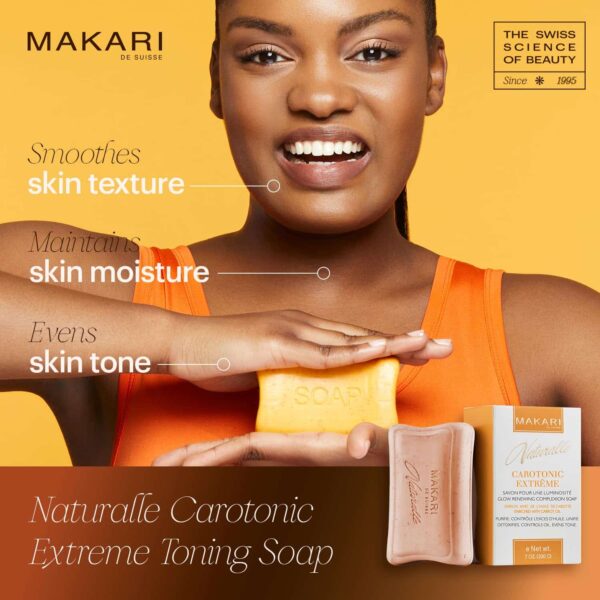 Makari Naturalle Carotonic Extreme Toning Soap | Skin Illuminating and Oil-Controlling Bar | Prevents Breakouts | Promotes Even Skin Tone | For Combination, Oily, and Acne-Prone Skin (7oz) - Image 2