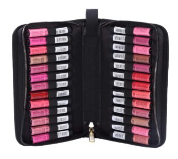 ROWNYEON Lipstick Organizer Bag Lipstick Holder Case 22 Slots Travel Lipstick Carrying Case Professional Makeup Artist Portable Storage Bag For Lip Gloss,Lipsticks-Black