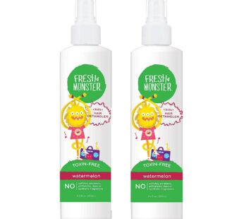 Fresh Monster Kids Detangler Spray, Toxin-Free, Hypoallergenic & Natural, Hair Conditioning Spray for Kids, Watermelon (2 Pack, 8.5oz/each)
