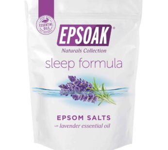 Epsoak Epsom Salt 2 lb. Magnesium Sulfate USP. (Qty. 1 x 2lb. Bag), Lavender Sleep Formula, Resealable Epsom Salt Bag, Made in The USA, Cruelty-Free Certified