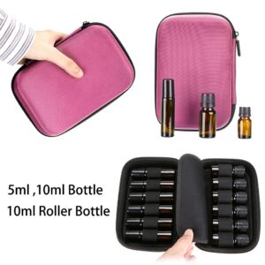 Hipiwe Hard Shell Essential Oil Carrying Case Holds 12 Bottles (Can hold 5ml, 10ml, &10ml Rollers) Travel Size Essential Oils Bag Organizer (Pink) - Image 4