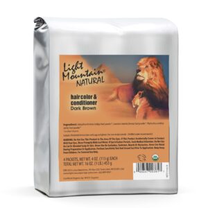 Light Mountain Henna Hair Color & Conditioner, Bulk 1 Pound ? Dark Brown Hair Dye, Organic Henna Leaf Powder and Botanicals, Chemical-Free, Semi-Permanent Hair Color + 4 Hair Clips - Image 1