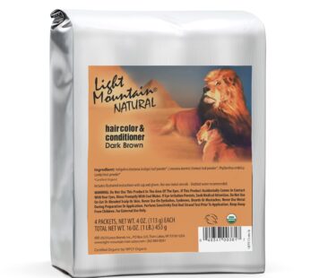 Light Mountain Henna Hair Color & Conditioner, Bulk 1 Pound ? Dark Brown Hair Dye, Organic Henna Leaf Powder and Botanicals, Chemical-Free, Semi-Permanent Hair Color + 4 Hair Clips