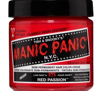MANIC PANIC Red Passion Hair Dye ? Classic High Voltage – Semi Permanent Hair Color – Glows in Blacklight – Medium Strawberry Red Shade With Pink Tint – Vegan, PPD & Ammonia Free – For Coloring Hair