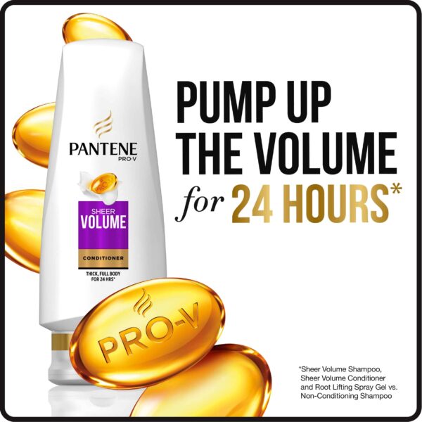 Pantene Volumizing Shampoo and Sulfate Free Conditioner for Fine Hair, Sheer Volume, 25.4 Fl Oz (Pack of 2) - Image 3