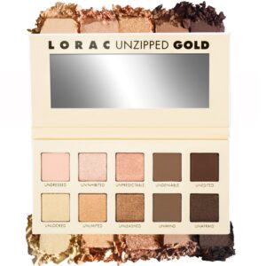 LORAC Unzipped Matte & Glitter Eyeshadow Palette, Gold | Cruelty Free, Gluten Free, Vegan - Image 8