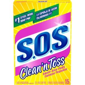 S.O.S Clean n Toss Steel Wool Soap Pads, 15 Count (Pack of 6) - Image 1