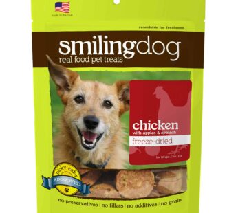 Herbsmith Smiling Dog Treats ? Freeze Dried Raw Chicken, Apples & Spinach ? 2.5 Ounce