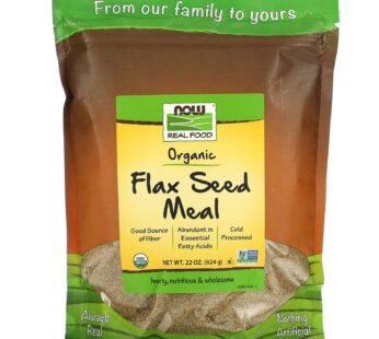 NOW Foods, Organic Flax Seed Meal, Source of Essential Fatty Acids and Fiber, Cold-Processed, Certified Non-GMO, 22-Ounce (Packaging May Vary)