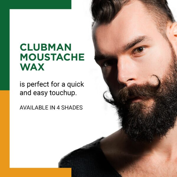 Clubman Pinaud Moustache Wax with Comb Applicator, For Styling & Color Enhancement, Black, 0.5 oz (Pack of 3) - Image 2