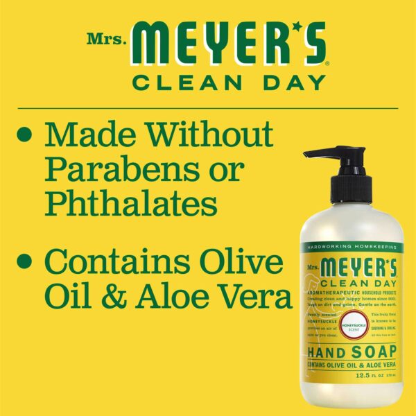 MRS. MEYER'S CLEAN DAY Hand Soap, Made with Essential Oils, Biodegradable Formula, Honeysuckle, 12.5 fl. oz - Image 2