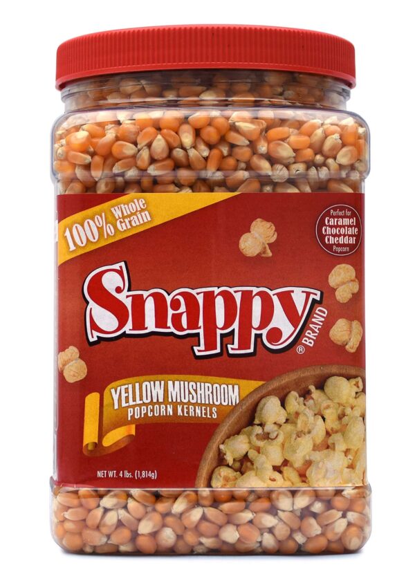 Snappy Yellow Mushroom Popcorn Kernels, 4lb Resealable Jar - Image 2