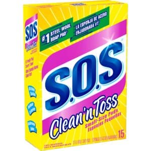 S.O.S Clean n Toss Steel Wool Soap Pads, 15 Count (Pack of 6) - Image 2