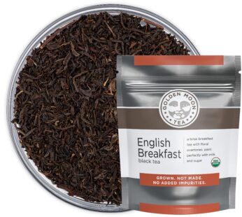 Golden Moon Tea Organic English Breakfast Black Tea – Loose Leaf, Non-GMO 4 Tea Blend – 1 Pound (192 Servings)