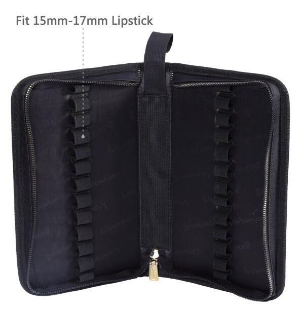 ROWNYEON Lipstick Organizer Bag Lipstick Holder Case 22 Slots Travel Lipstick Carrying Case Professional Makeup Artist Portable Storage Bag For Lip Gloss,Lipsticks-Black - Image 7