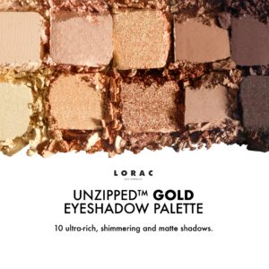 LORAC Unzipped Matte & Glitter Eyeshadow Palette, Gold | Cruelty Free, Gluten Free, Vegan - Image 5