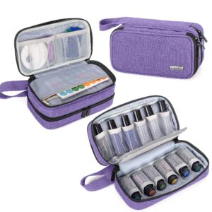 LUXJA Essential Oil Carrying Case - Holds 12 Bottles (5ml-15ml, Also Fits for Roller Bottles), Portable Double-Layer Organizer for Essential Oil and Accessories, Purple - Image 1