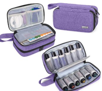 LUXJA Essential Oil Carrying Case – Holds 12 Bottles (5ml-15ml, Also Fits for Roller Bottles), Portable Double-Layer Organizer for Essential Oil and Accessories, Purple