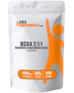 BulkSupplements.com BCAA 2:1:1 Powder - Branched Chain Amino Acids, BCAA Supplement, BCAAs Amino Acids Powder - Unflavored & Gluten Free, 1000mg per Serving, 500g (1.1 lbs) (Pack of 1)