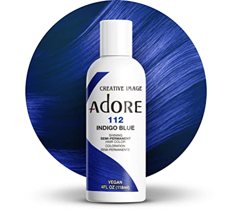 413uXKDShGL.jpg Adore Semi Permanent Hair Color - Vegan and Cruelty-Free Blue Hair Dye - 4 Fl Oz - 112 Indigo Blue (Pack of 1) - Image 1
