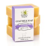 Southern Natural Goat Milk Soap Bar - Lavender 3 Pack - Gentle For Dry, Sensitive Skin. Natural Handmade Soap For Women, Men, Kids & Baby. Great For Face & Body.