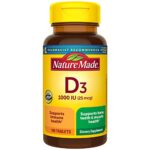 Nature Made Vitamin D3 1000 IU (25 mcg), Dietary Supplement for Bone, Teeth, Muscle and Immune Health Support, 100 Tablets, 100 Day Supply