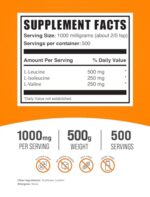 BulkSupplements.com BCAA 2:1:1 Powder - Branched Chain Amino Acids, BCAA Supplement, BCAAs Amino Acids Powder - Unflavored & Gluten Free, 1000mg per Serving, 500g (1.1 lbs) (Pack of 1) - Image 2