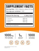 BulkSupplements.com BCAA 2:1:1 Powder - Branched Chain Amino Acids, BCAA Supplement, BCAAs Amino Acids Powder - Unflavored & Gluten Free, 1000mg per Serving, 1kg (2.2 lbs) (Pack of 1) - Image 2