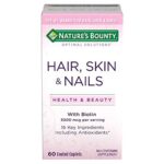 Nature's Bounty Optimal Solutions Hair, Skin & Nails Formula, 120 Coated Caplets (2 X 60 Count)