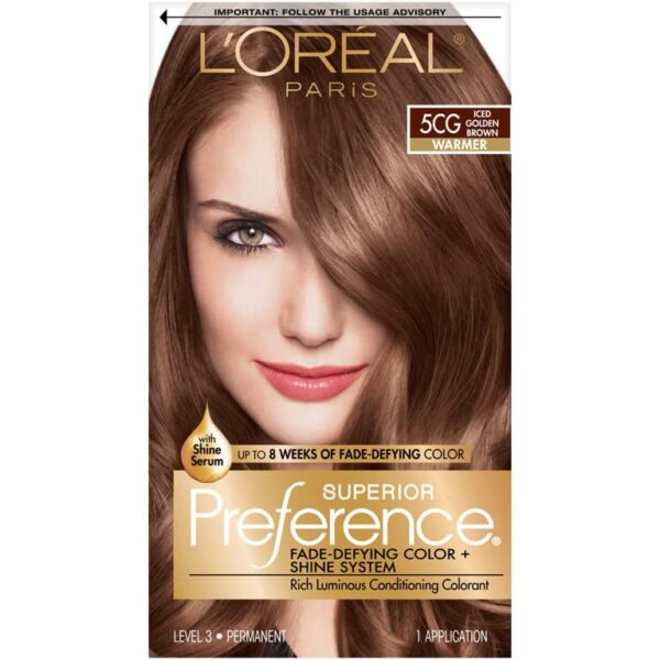 L'Oreal Paris Superior Preference Permanent Color, 5CG Iced Golden Brown 1 ea (Pack of 3)