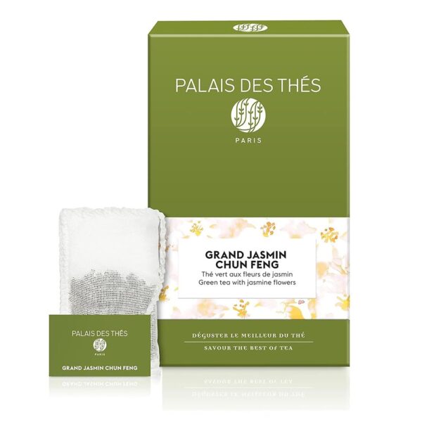 Palais des Th?s - Grand Jasmine Chung Feng - Fine Premium Gourmet Vegan Green Tea - 20 Count Biodegradable Tea Bags Box