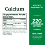 Nature's Bounty Calcium 1200 mg With Vitamin D3, Bone Health & Immune Support, 1000 IU, 220 Softgels - Image 2
