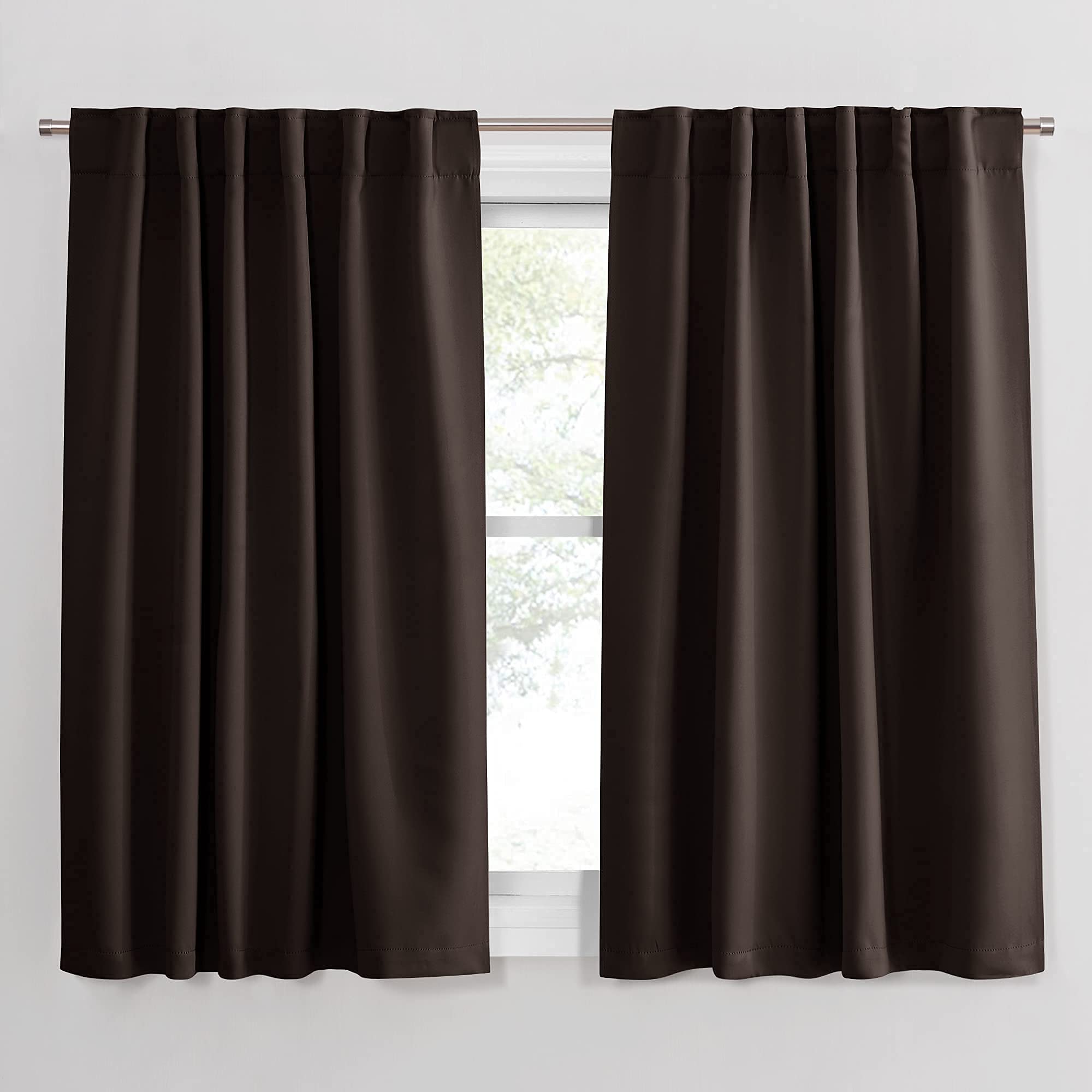 611-K0wf1-S.jpg PONY DANCE Window Treatments Curtains - Blackout Drapery Thermal Insulated Curtain Panels with Back Tab Light Block for Bedroom Bathroom/Kitchen, 52 x 54 Inches, Brown, 2 Pieces - Image 1