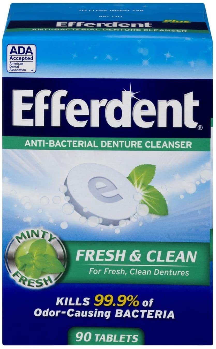 61525V573gL.jpg Efferdent Plus Mint Anti-Bacterial Denture Cleanser | 90 Tablets - Image 1