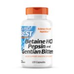 Doctor's Best Betaine HCI Pepsin & Gentian Bitters, Digestive Enzymes for Protein Breakdown & Absorption, Non-GMO, Gluten Free, 120 Caps, Original Version