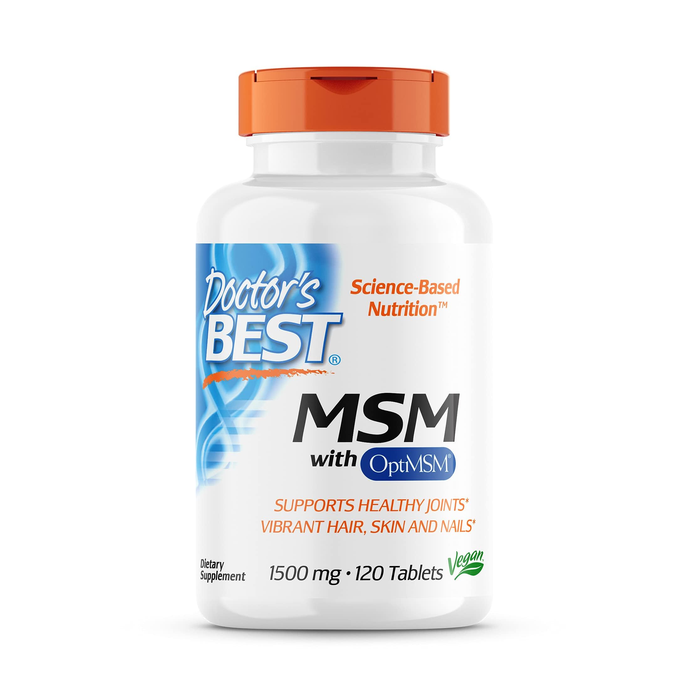 61MGCgiiK7L.jpg Doctor's Best MSM with OptiMSM, Non-GMO, Gluten Free, Joint Support, 1500 mg, 120 Tablets (DRB-00097) - Image 1