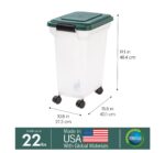 IRIS USA WeatherPro Airtight Dog Food Storage Container, Up to 22 lbs, Attachable Wheels, For Dog Cat Bird and Other Pet Food Storage Bin, Keep Fresh, Translucent Body, Green - Image 2