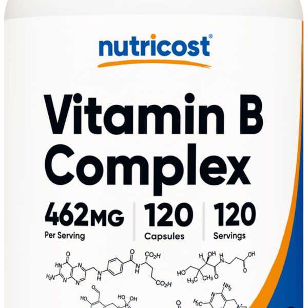 Nutricost High Potency Vitamin B Complex 462mg, 120 Capsules - with Vitamin C - Energy Complex