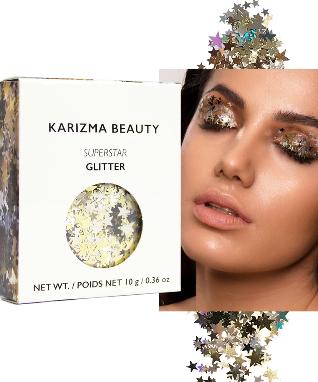 61csq7aChnL.jpg KARIZMA Superstar Glitter. 10g Chunky Face Glitter, Hair Glitter, Eye Glitter and Body Glitter for Women. Rave Glitter, Festival Accessories, Cosmetic Glitter Makeup. Loose Glitter Set - Image 1