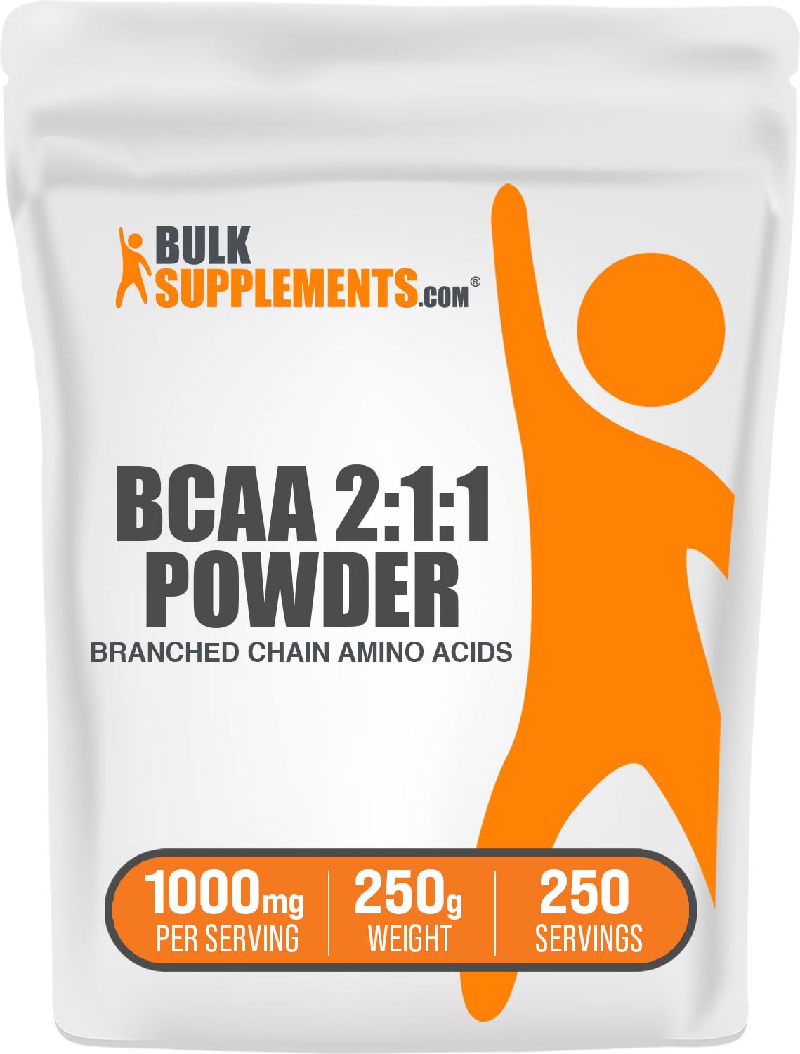 61dKI7El09L.jpg BulkSupplements.com BCAA 2:1:1 Powder - Branched Chain Amino Acids, BCAA Supplement, BCAAs Amino Acids Powder - Unflavored & Gluten Free, 1000mg per Serving, 250g (8.8 oz) (Pack of 1) - Image 1