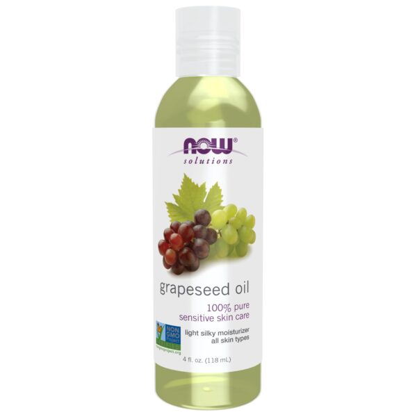 NOW Solutions, Grapeseed Oil, Skin Care for Sensitive Skin, Light Silky Moisturizer for All Skin Types, 4-Ounce