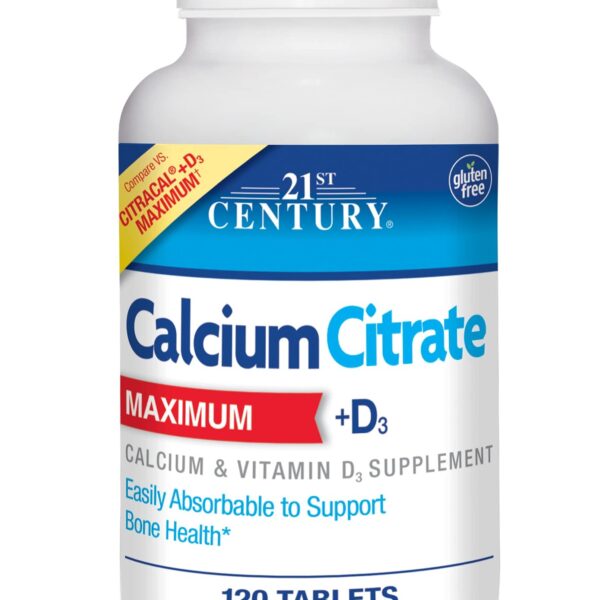 21st Century Calcium Citrate Plus D Maximum Caplets, 120 Count (27493)