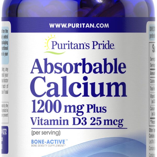 Puritan's Pride Absorbable Calcium 1200 mg with Vitamin D 1000 IU, 100 Softgels