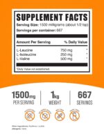 BulkSupplements.com BCAA 3:1:2 Powder - BCAA Supplements, BCAA Powder, Branched Chain Amino Acids - Unflavored & Gluten Free, 1500mg per Serving, 1kg (2.2 lbs) (Pack of 1) - Image 2