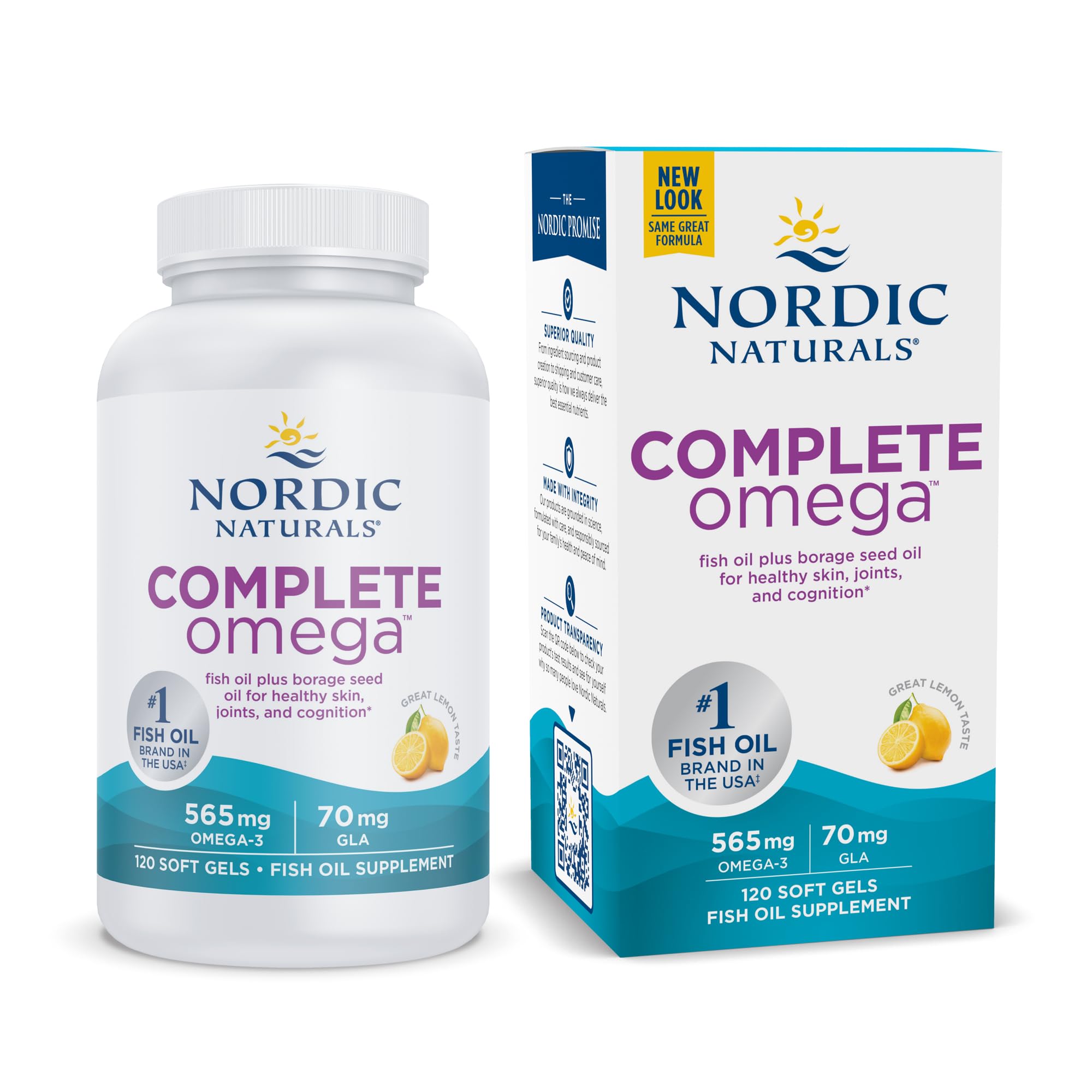 719zsVpVgL.jpg Nordic Naturals Complete Omega, Lemon Flavor - 120 Soft Gels - 565 mg Omega-3 - EPA & DHA with Added GLA - Healthy Skin & Joints, Cognition, Positive Mood - Non-GMO - 60 Servings - Image 1