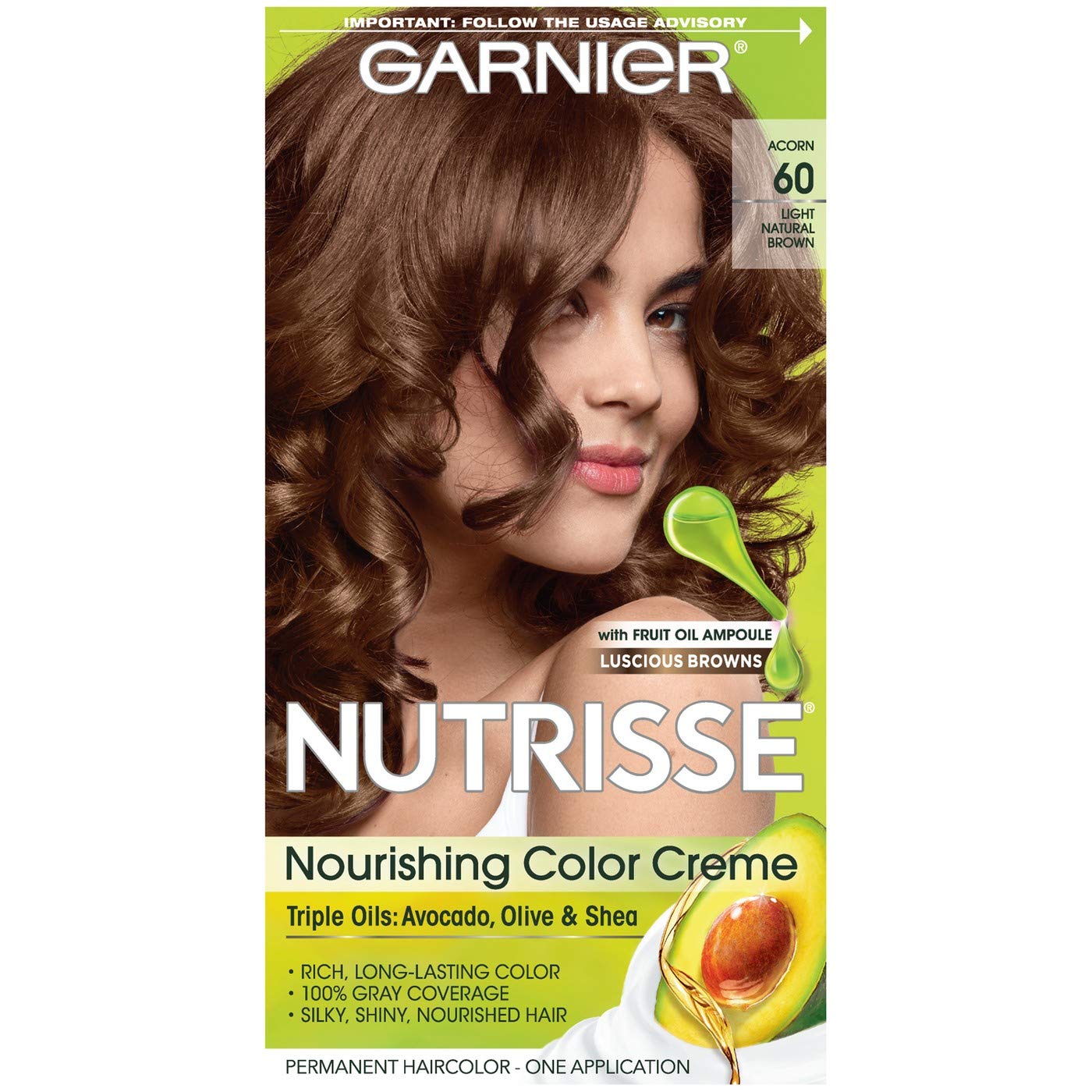 71BHnJG-aEL.jpg Garnier Nutrisse Nourishing Hair Color Creme 3 Packaging May Vary, 60 Light Natural Brown (Acorn) - Image 1