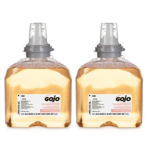 GOJO TFX Premium Foam Antibacterial Handwash, Fresh Fruit Scent, 1200 mL Foam Hand Soap Refills TFX Touch-Free Dispenser (Pack of 2) - 5362-02