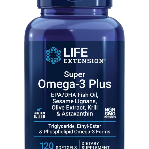 Life Extension Super Omega-3 Plus EPA/DHA Fish Oil, Sesame Lignans, Olive Extract, Krill & Astaxanthin - Heart, Brain & Joint Health Support - Gluten-Free, Non-GMO - 120 Softgels
