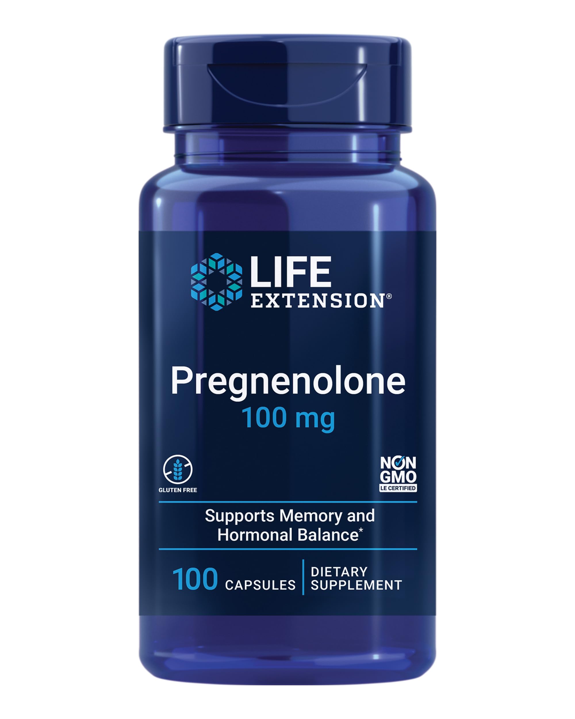 71XD2NuDweL.jpg Life Extension Pregnenolone - Hormone balance supplement for healthy hormone levels, 100 mg - Hormone balance, memory, focus, cognitive health - Gluten-free, Non-GMO, 100 capsules - Image 1